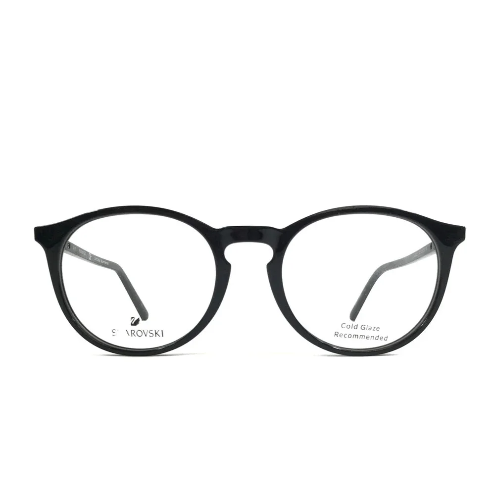 Swarovski Eyeglasses Frames SW5217 001 Black Silver Round Crystals 50-19-140